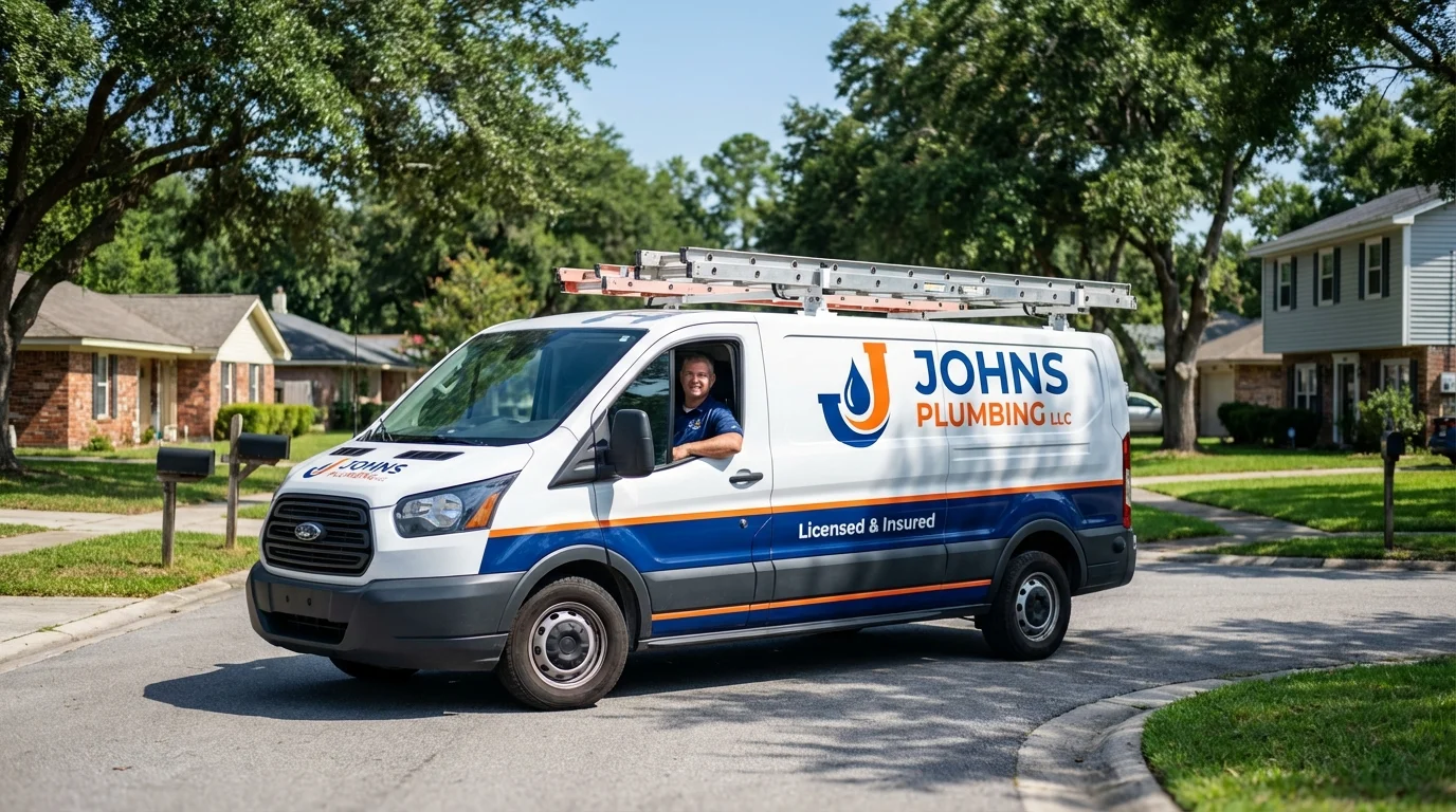 Johns Plumbing LLC service van in Southfield, MI