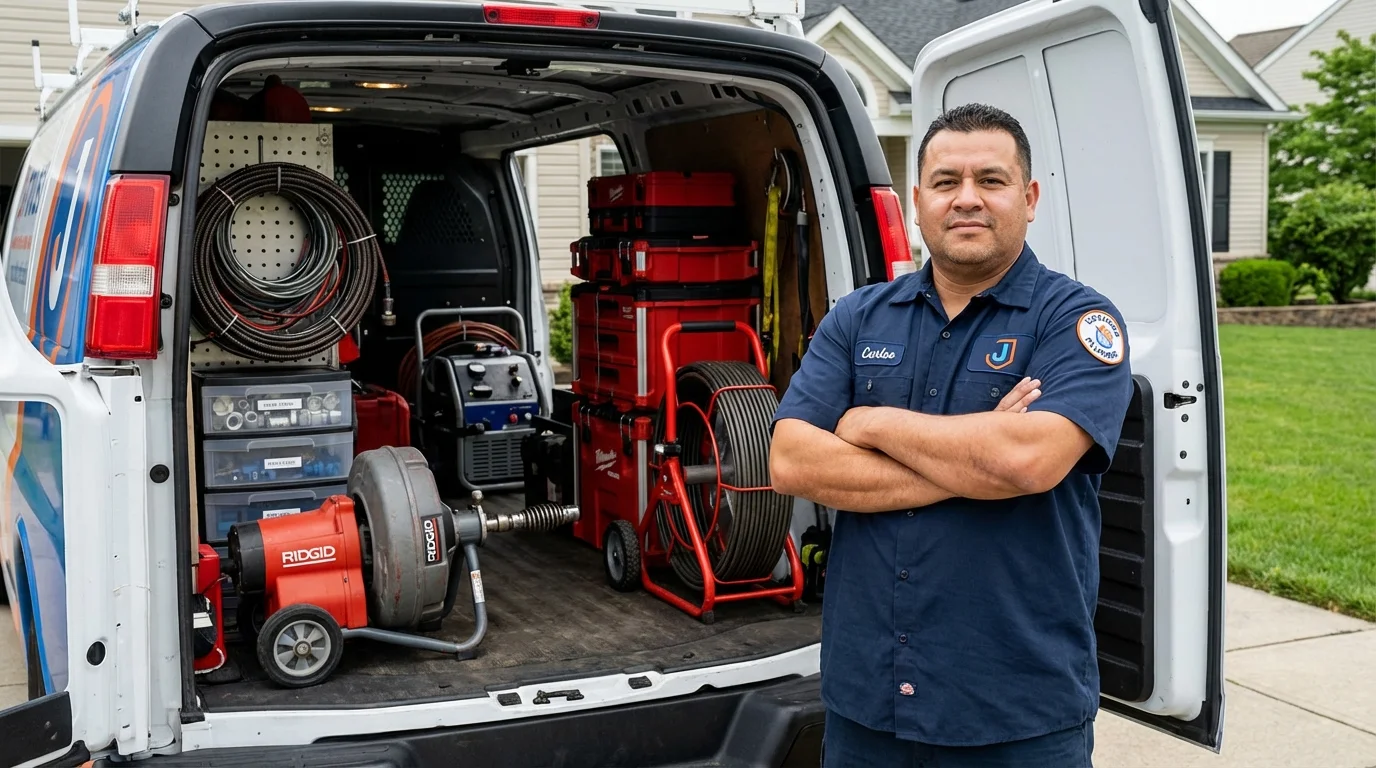 Professional drain cleaning equipment and Johns Plumbing LLC plumber in Southfield
