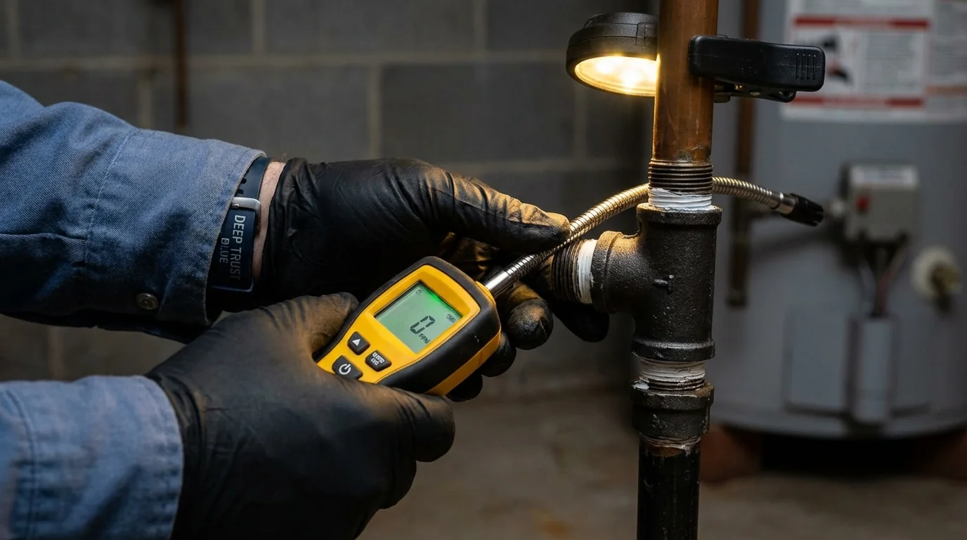 Gas leak detection with electronic sniffer by Johns Plumbing LLC in Southfield