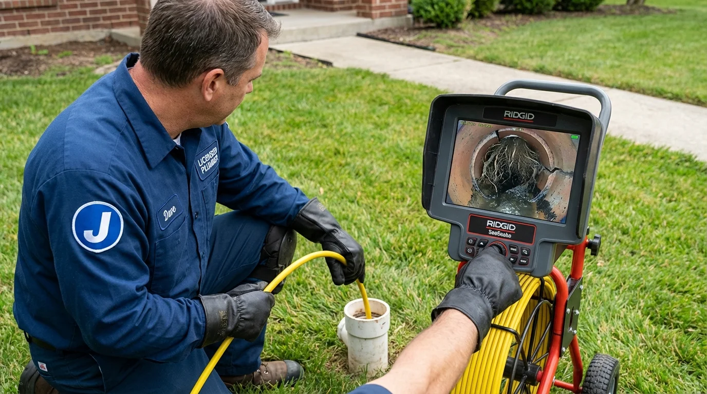 Sewer camera inspection being performed by Johns Plumbing LLC in Southfield